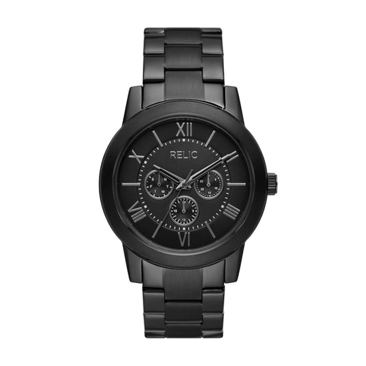 Relic by Fossil Mens Isaac Multifunction Black Stainless Steel Bracelet Watch (Model: ZR16020)