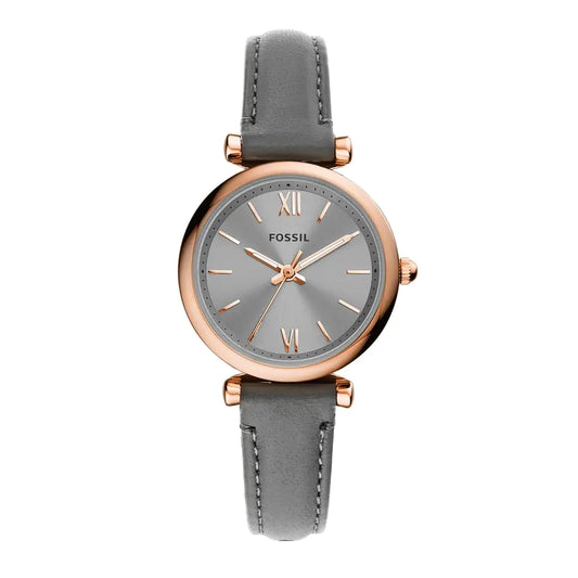 Fossil Womens Carlie Mini Quartz Stainless Steel and Leather Watch Color: Rose Gold gray (Model: ES5068)