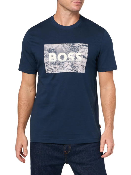 BOSS Big Logo City Scape Cotton T-ShirtBlueberry BlueXXL