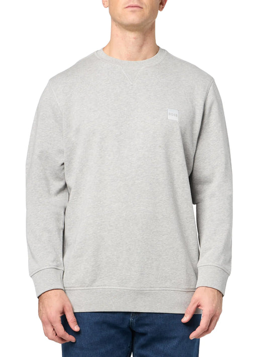 BOSS Patch Logo French Terry Pullover Cotton Sweatshirt