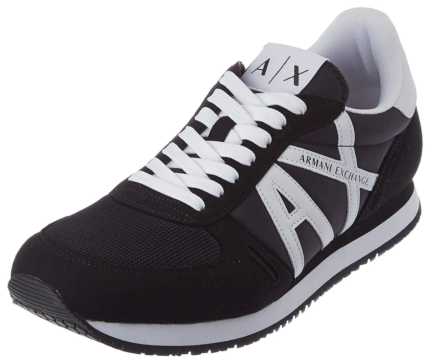 AX Armani Exchange mens Lace Up Logo Sneaker Black + White 11.5 US